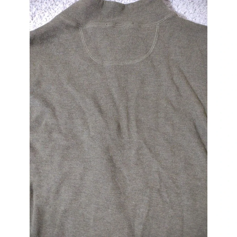 Cremieux Men’s Green Knit Sweater Xl Quarter Zip Long Sleeve Brown Elbow Patches